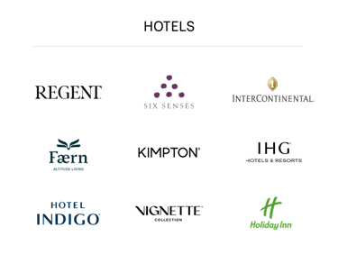 Logos of some of the hotel brands Rémi Lefèvre has worked with