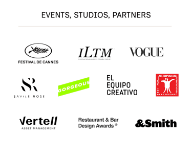 Logos of some of the studios, events and partners Rémi Lefèvre has worked with
