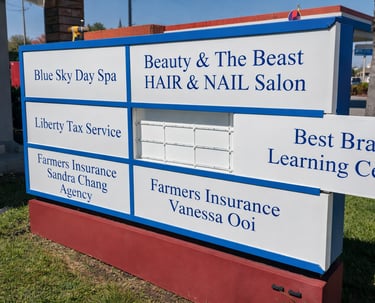Commercial multi tenant monument sign installation for retail center