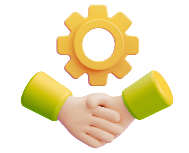 Handshake 3D element representing client partnership and trust