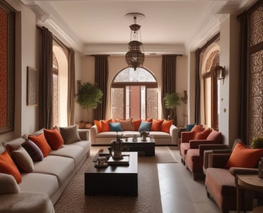 Elegant concierge handing over keys in a stylish Marrakech riad.