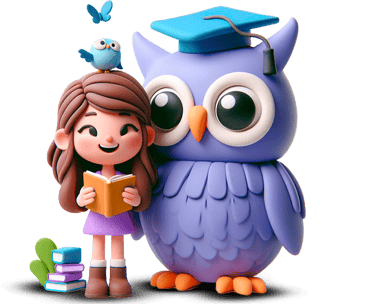 Aluno da Escola Multi Integral com uma Coruja Mascote da EMI