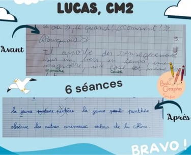 rééducation d'un élève de CM2 en 6 séances : écriture lisible et fluide 