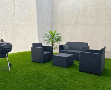 Outdoor seating area for professional accommodation during work stays