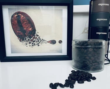 Framed Coffee Bean Art . Modern Wood  Wall Art Coffee Station. This product is manufactured to order