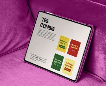 IPad présentant la page "Tes Combis" couleur du Brand Starter