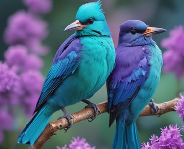 A solitary purple tree on a hill under clouds