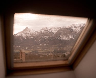 Vue de la chambre Pinson de la Ferme du Veyre