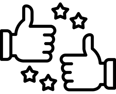 desenho de duas mãos com o polegar levantado e estrelas ao redor