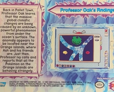29 Professor Oak's Findings Topps Pokémon The Movie 2000 back