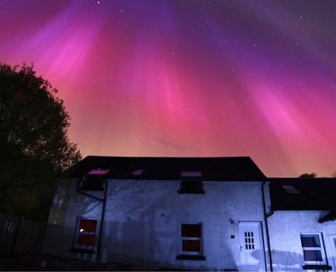 Aurora in the sky above the Old Barn
