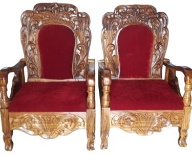Luxury Carved Armchair β Premium Teak Wood Royal Furniture
