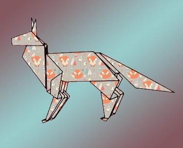 Una volpe fatta con la tecnica degli origami