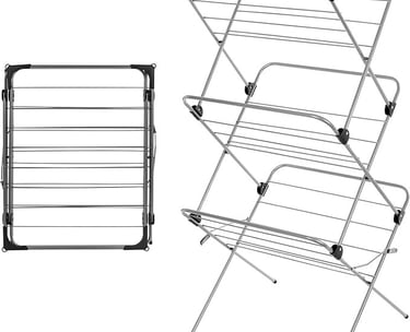 a pair of clothes drying racks with a rack for clothes