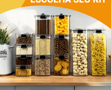 Kit Pote Hermético para Mantimentos de Cozinha Dispensa Armário Plástico