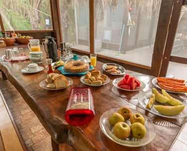 Typical breakfast at Berço Pantaneiro Lodge