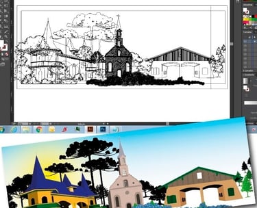 Desenho vetorial para evento. Gramado, Rio Grande do Sul