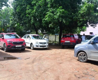 Free car parking facility at Hotel Aishwariyam Thirukadaiyur hotel near Abirami Temple