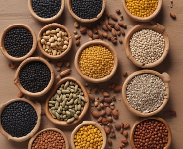 Hand holding a handful of deep red unpolished rice against a soft green background.