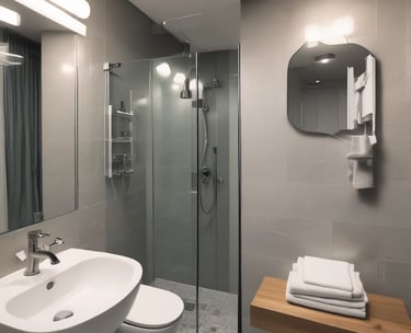 Bright room interior featuring surfboards and beach-themed artwork.