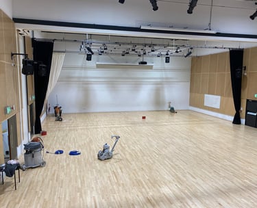 Whitley Bay HighSchool Refurbished Main hall 365m2 Sanding and Sealing