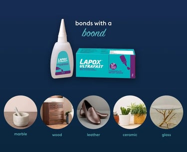 Lapox ultrafast - fast setting glue for ceramic, wood, leather, marble and glass