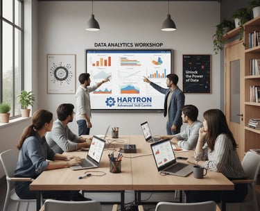 Students analyzing data visualizations on a large projector screen in a classroom