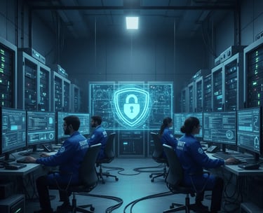 Digital blue lock icon with cybersecurity interface representing malware and threat protection