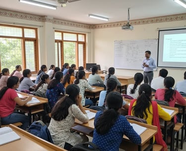 a classroom studying basic computer