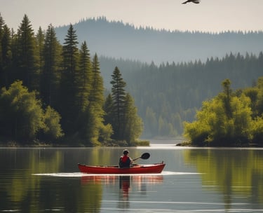 Spacious living area with rustic wooden beams and a stone fireplace.