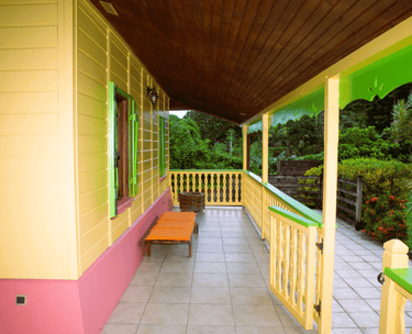 vue sur le jardin interieur et du barbecue