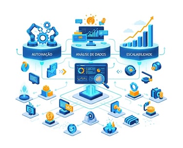 A imagem é um diagrama complexo e detalhado que representa um "Plano Avançado" de marketing digital 