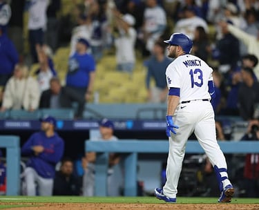 Max Muncy hits a walk-off home run on April 10, 2026. This caps off a 3-home run game for Muncy.