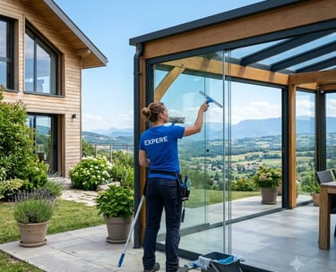 Nettoyage véranda vitres et panneaux solaires à chevry