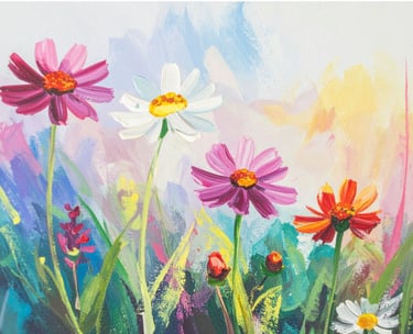 soft body acrylic paint flower painting