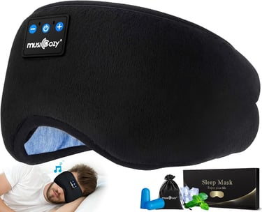 MUSICOZY Sleep Headphones Bluetooth 5.2 Headband Sleeping Headphones Eye Mask for Women Men Unisex,