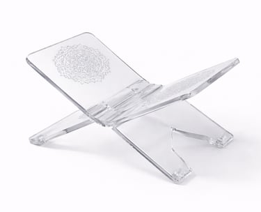 Transparent acrylic Quran stand (Rehal) with modern Islamic design