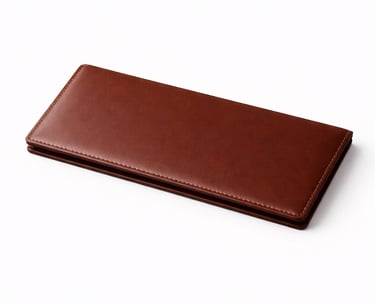 Leather checkbook cover with clean stitching and slim profile