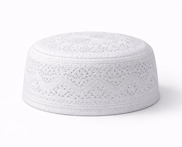 White cotton Islamic prayer cap for daily wear and salah