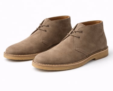 Suede leather desert boots with crepe sole and ankle-length design