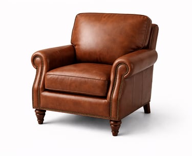 Premium leather armchair with padded seat and classic design for home and office interiors.
