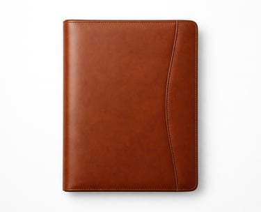 Premium leather document holder designed to organize papers securely for office use.