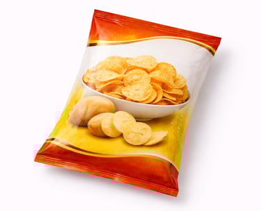 Crunchy flavored potato chips in branded snack packaging for wholesale