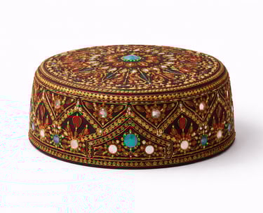 Traditional Sindhi topi with colorful embroidery from Pakistan