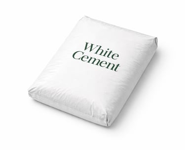 White cement bag for decorative finishes and tile applications