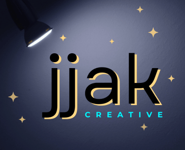 jjak creative audio editing and sound design logo. Black highlighted lower case font with lamp image