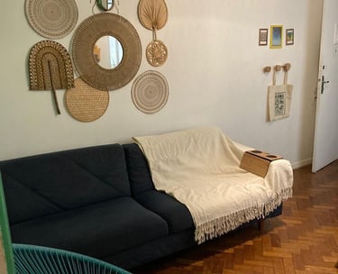 a couch with a blanket on it