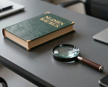 A professional North American / US office setting with a solid charcoal gray desk, featuring a set of vintage reference books on numismatics and a magnifying loupe, natural bright lighting.