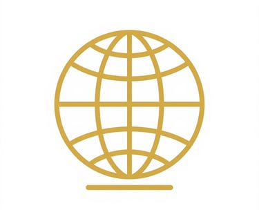 White background with three gold-outlined icons representing logistics services.