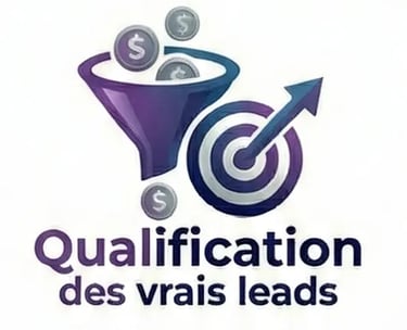 Entonnoir de conversion et cible illustrant le filtrage des prospects qualifiés par l'IA